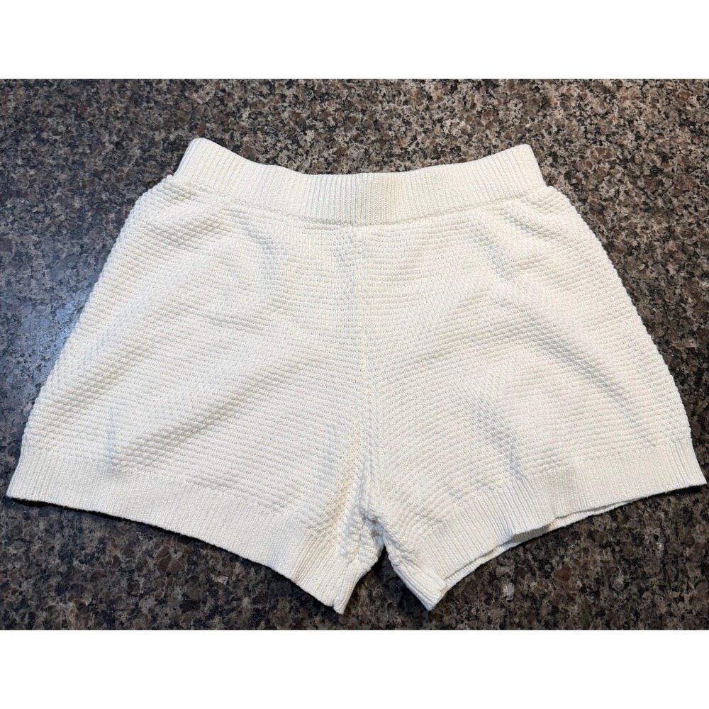 Sincerely Jules Women Ivory White Knit Shorts Textured‎ Cotton Blend XL ST21115